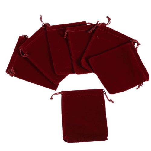 10pcs wine red velvet Pouch Wedding birthday party Jewelry Gift Bag 9*12cm