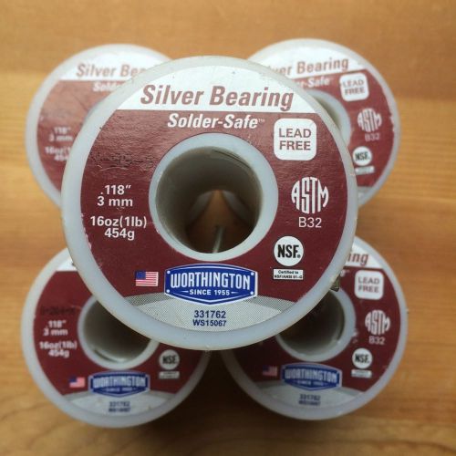 Worthington Silver Bearing Solder-Safe .118&#034; Set of 5 1Lb Spools