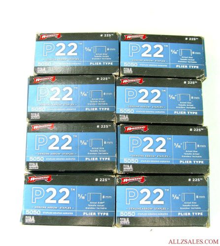 LOT of 8 Boxes 5/16&#034; (8mm) Staples by Arrow 225 Type P22, 5050 pc in each box