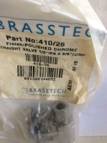 New -brasstech  410/26 polished chrome straight valve 1/2&#034; ips x3/8&#034; comp for sale