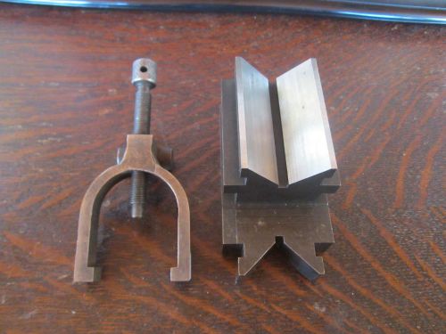 Vintage OFFSET V-BLOCK &amp; CLAMP MACHINIST-TOOLMAKER INSPECTION MILLING GRINDING