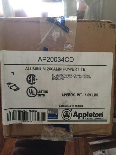 NEW APPLETON AP20034CD 200-Amp PIN &amp; SLEEVE PLUG 200A 600V 3W 4P NIB