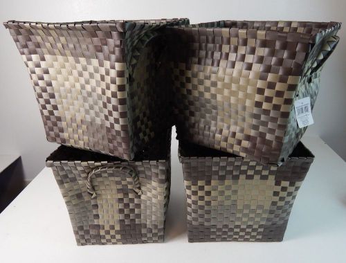 Lot Of 4 Home Decor Brown/Tan Strapping Weave Storage Bin