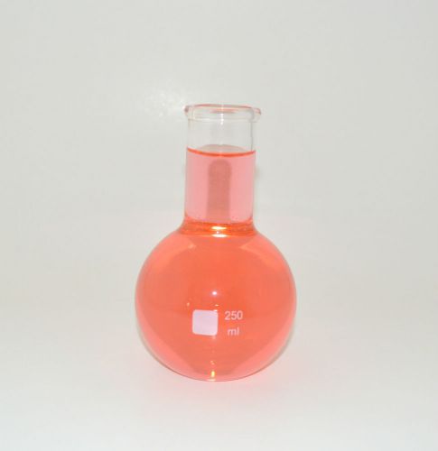 2 flat bottom long neck boiling flasks vases 250ml borosilicate glass lab new for sale
