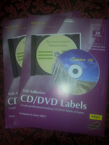 Printer Creations Inkjet 30 Self-Adhesive CD DVD Labels - Compare To Avery 8931