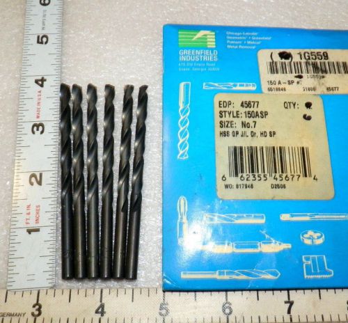6 pc wire size # 7 jobber drill bits   c-l 45677 style 150asp (( loc9)) for sale