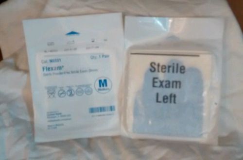 Flexam sterile powder free nitrile pairs gloves, 40/box size medium for sale