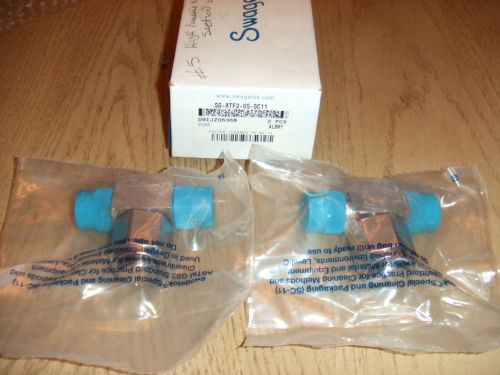New set of (2) swagelok tf tee filters ss-8tf2-05-sc11 0.5 micron male 1/2&#034; npt for sale