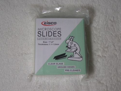 Eisco microscope slides pack of 72 pieces 1&#034; x 3&#034; 1.1mm - 1.2mm thick *new* for sale