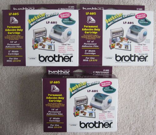 3 NEW BROTHER BACKSTER LF-AO5 MULTI FINISHER CARTRIDGES -PERMANENT ADHESIVE ONLY