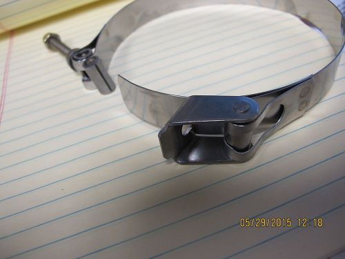 Lot of (10) 4 1/2&#034; stainless t-bolt hose clamps military full open hinged lock for sale