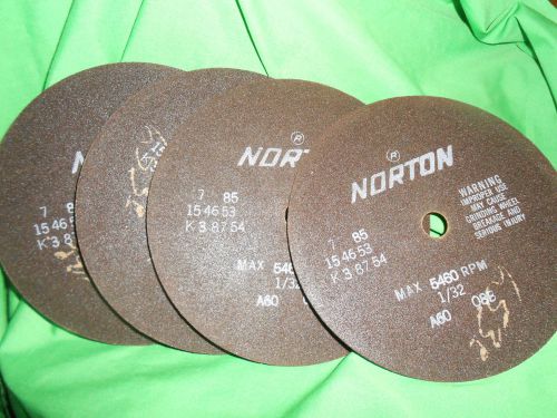 Lot of 4 norton  7x1/32x5/8 a60-o8b cut-off wheels  made in usa for sale
