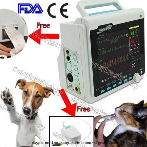 Veterinary VET CE Patient Monitor ECG NIBP SPO2 RESP TEMP PR,Free Printer,EtCo2