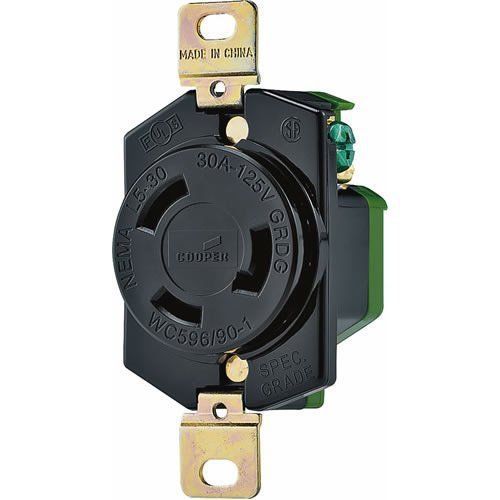 Cooper L530R 30-Amp 125-Volt Hart-Lock Industrial Grade Receptacle w/Safety Grip
