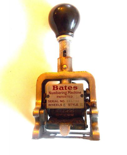 Vintage BATES Numbering Machine 5 Wheel Style E Mechanical Industrial Stamper
