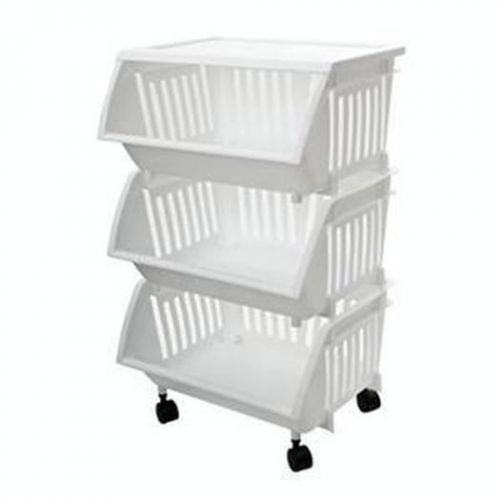 Three Tier Mobile Cart White Storage &amp; Organization 0737WH-EP.04