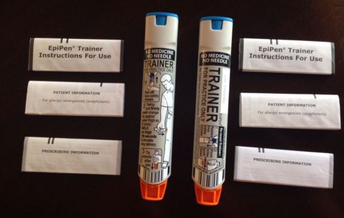 Lot of 2 New Epi-Pen Reusable Trainer EpiPen Auto-Injector w/ Instruction Guide