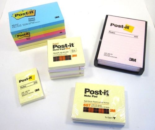 Lot 17 Post-It Note Pads 3M Sticky Notes Yellow Pink Bright 4x6 lined +DESK TRAY