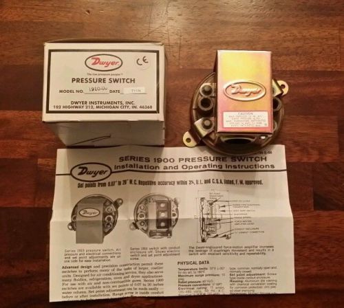 NEW DWYER 1910-00 DIFFERENTIAL PRESSURE SWITCH