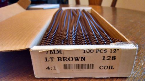 7mm Light Brown Plastic Spiral Binding Coil 12&#034; 4:1 100 count Box