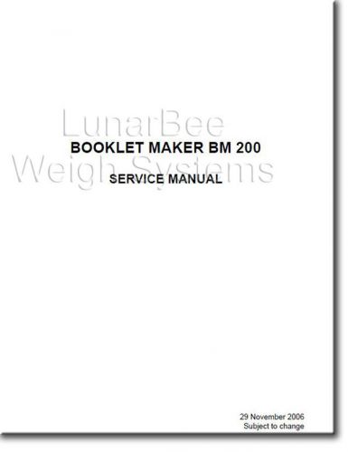 Plockmatic BM200 Booket Maker Bookletmaker Service Manual