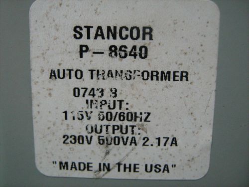 STANCOR STEP-UP TRANSFORMER P-8640 120/240 VAC 500VA FREE SHIPPING
