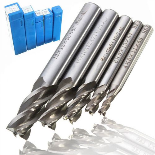 5 size 4-12mm hss cnc straight shank 4 flute end mill cutter drill bit tools #w1 for sale