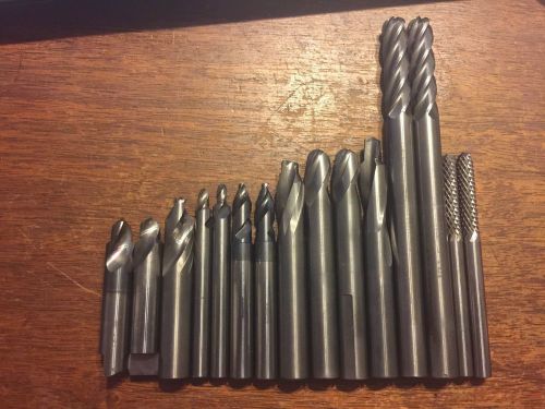 Lot of 15 Mixed Carbide End Mills and Burrs
