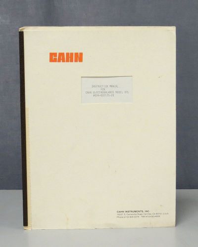 Cahn Instruments Electrobalance Model DTL #099-007175-22 Instruction Manual