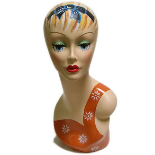 MN-203 Female Head Form with Colorful Vintage Look