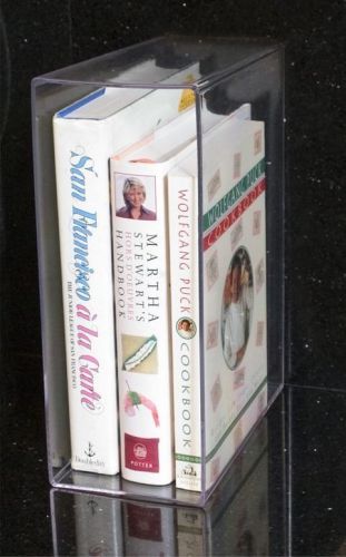 Acrylic clear magazine holder - store magazines or books vertically - used for sale