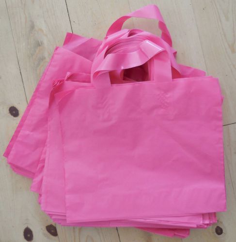 BUBBLE GUM PINK BOUTIQUE 12X10X4 POLY PLASTIC TOTE SHOPPING BAGS 100 97 NEW