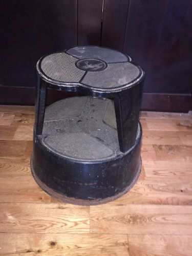 Vintage Cramer Kik Step Industrial Rolling Metal Step Stool-Black Library Seat