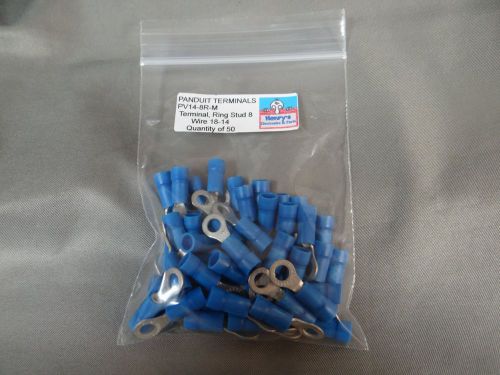 PV14-8R-M Terminal, Ring for Stud #8, Wire 18-14 solid &amp; stranded   QTY of 50