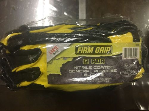 Firm Grip Nitrile Coated General Purpose Gloves  12 Pairs Large Size, 3205