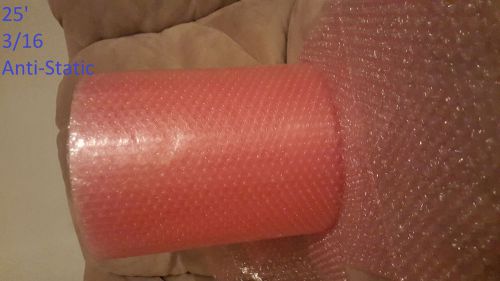 25 Foot PINK, Anti-Static Bubble +Wrap Roll! 3/16&#034; Small Bubbles! Perforated 25F
