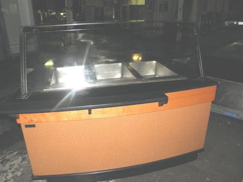 Custom built 63&#034; three well electric heat  hold hot food steam buffet table for sale