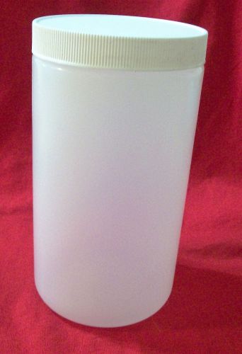 Plastic wide mouth jars with screw lids,lot of 36,frosted,6 5/8&#034;high,3&#034;opening, for sale