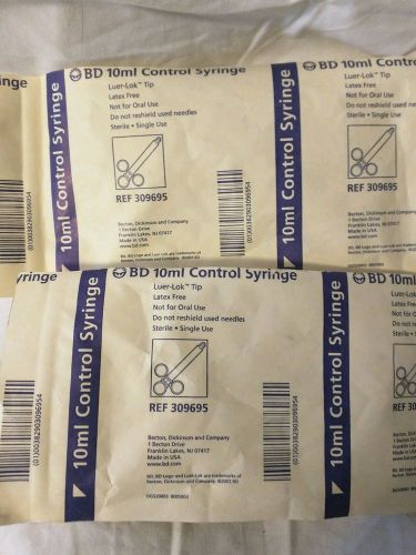 Bd 10ml control syringes luer-lok tip latex free sealed lot of 5 for sale