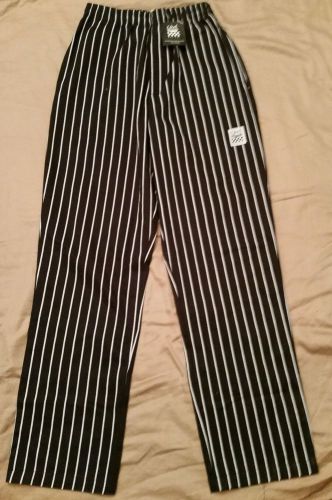 Chef Revival black and white striped uniform pants Sz: M NWT