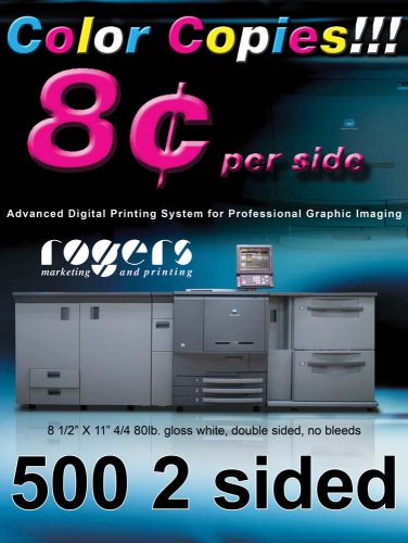 500 Double Sided Color Copies 80lb Gloss Text