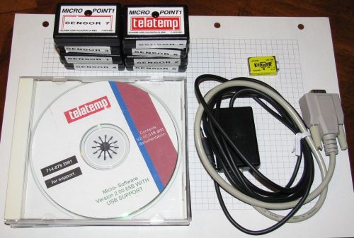 Telatemp MicroPoint 1 Temperature Loggers (8) + Software and Serial Cable Used