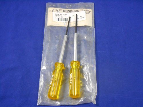 LOT of 2 NEW Bondhus HS 7/64&#034; Hex Screw Drivers Hexdrivers - Expedited Shipping
