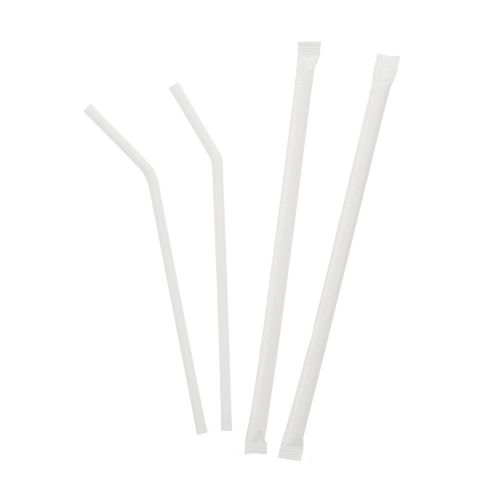 CiboWares 7.75&#034; Individually Wrapped Flexible Straws, Case of 10,000, FL06197W