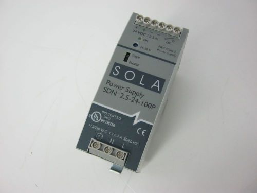 Sola SDN 2.5-24-100P Power Supply, 115/230VAC Input, 24VDC 2.5A Output, TESTED