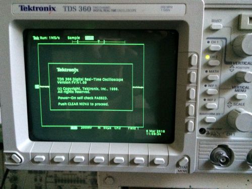 Working tektronix tds360 200mhz 1gsa/sec oscilloscope; freshly calibrated @bin for sale
