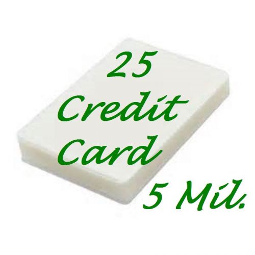 Credit Card 25 PK Laminating Laminator Pouch Sheets 5 Mil. 2-1/8 x 3-3/8