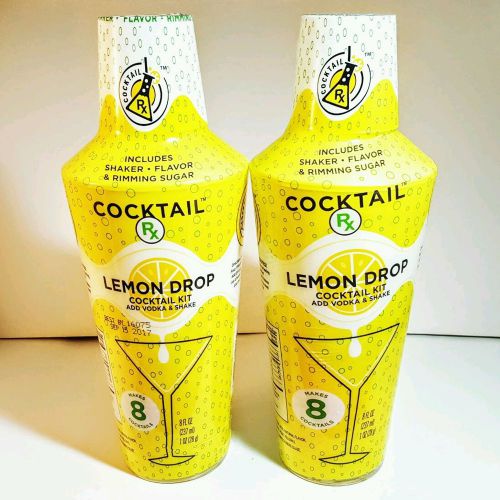 2 Sets Cocktail Rx Lemon Drop Kits w/ Shaker, Flavor &amp; Rimming Sugar 16 Servings