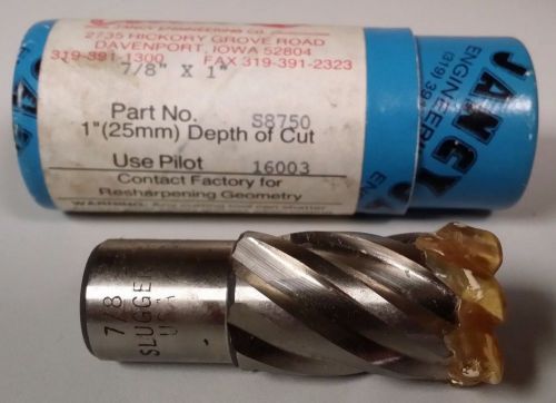 Jancy S8750 7/8&#034; x 1&#034; Slugger Drill Press Cutter Bit New Unused