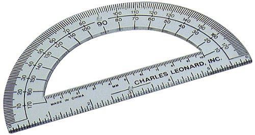 Charles Leonard Inc. 6-Inch Open Center Protractor, Clear Plastic, 12-Count